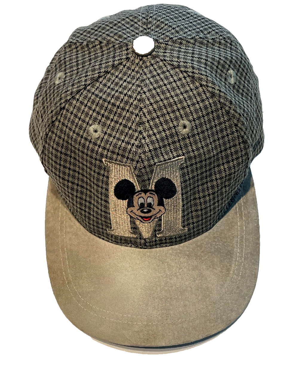 Vintage MICKEY MOUSE Plaid Snapback Hat ~ Disney Goofy's Hat Co Brown Suede Brim